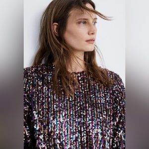 ZARA SPRING THEMED SEQUIN DRESS